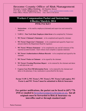 Broome County Workers Compensation Packet