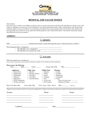 Renewal and Vacate Notice
