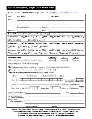 Flash Magazine Subscription Order Form