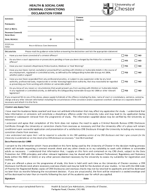 Criminal Convictions Declaration Form