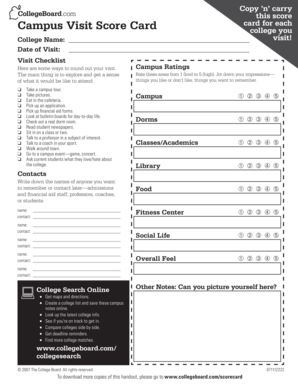 Campus Visit Score Card