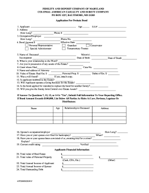 Probate Bond Application
