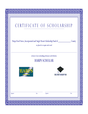 Harps Scholarship Certificate - Arkansas Single Parent Scholarship - aspsf