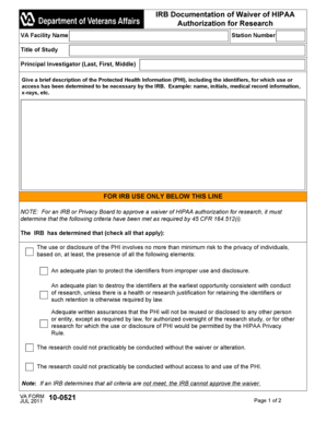IRB Waiver of HIPAA Authorization for Research