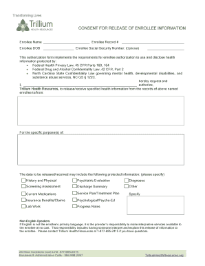 Consent for Release of Enrollee Information