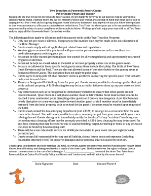 Two Trees Inn Pet Friendly Policy and Waiver