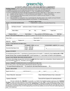 Greenchip Global Equity Fund Account Application