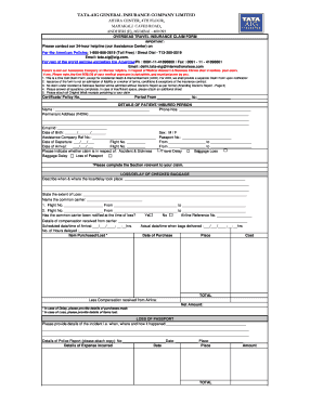Tata AIG Overseas Travel Insurance Claim Form
