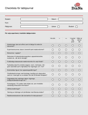 Lab Journal Checklist