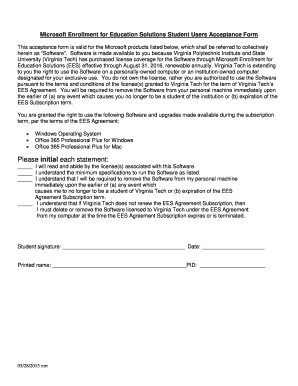 Microsoft Enrollment for Education Solutions Student Acceptance Form