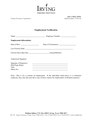 Employment Verification Form