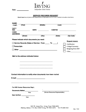 Service Records Request Form