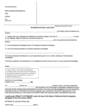 California Homestead Declaration