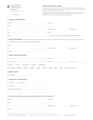 Donation Form for The Leukemia & Lymphoma Society