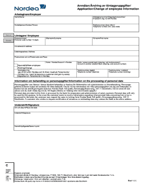 Nordea Employee Information Change Form
