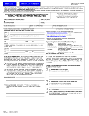 Aircraft Re-Registration Application