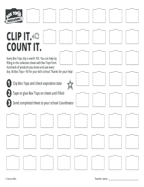 Box Tops Collection Sheet