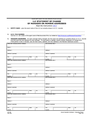 Arizona LLC Manager or Member Address Change Form