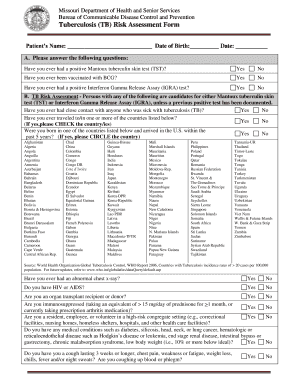 Missouri Tuberculosis Risk Assessment Form