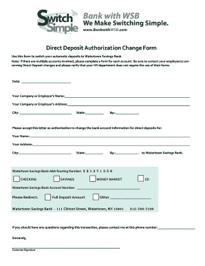 Watertown Savings Bank Customer Switch Kit