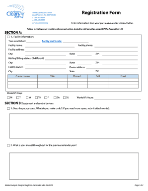 Facility Registration Form