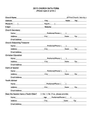 2015 Church Data Form