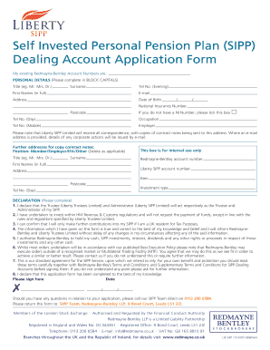 Self Invested Personal Pension Plan Application Form