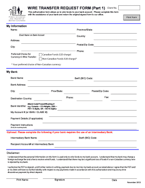 Wire Transfer Request Form