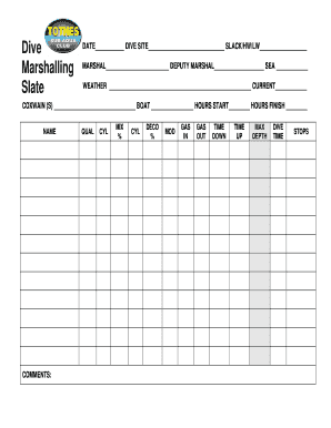 Dive Site Log Form