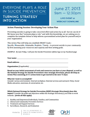 Suicide Prevention Action Plan Template