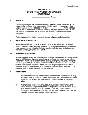 Drug-Free Workplace Policy Template