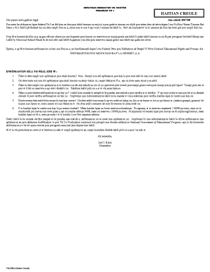 Haitian Creole School Meal Application Form