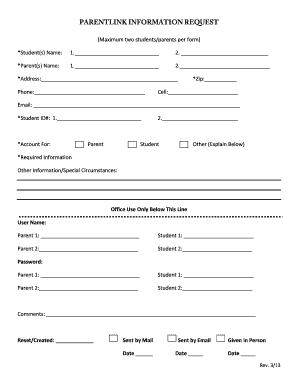 ParentLink Information Request Form
