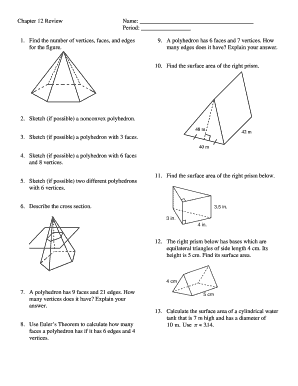 Chapter 12 Review Geometry Worksheet