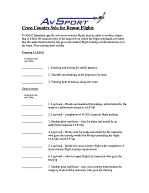 FAR 61.93(b)2 Solo Flight Endorsement Form