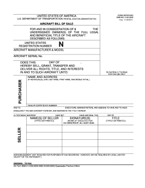 Aircraft Bill of Sale Form