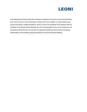 LEONI AG Power of Proxy Form