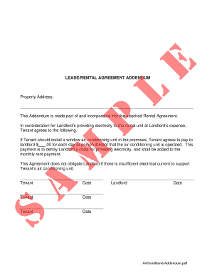 Lease Addendum for Air Conditioner Use