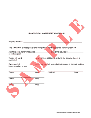 Lease Security Deposit Payment Addendum