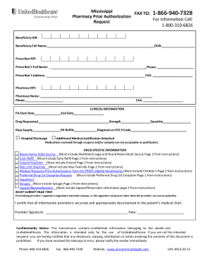 Mississippi Pharmacy Prior Authorization Form