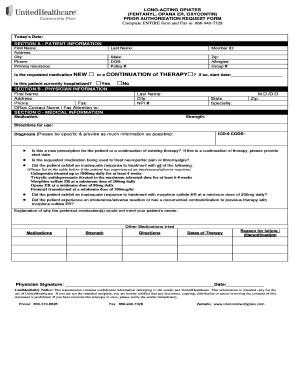 Prior Authorization Request Form for Long-Acting Opioids