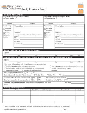 Family Residency Form