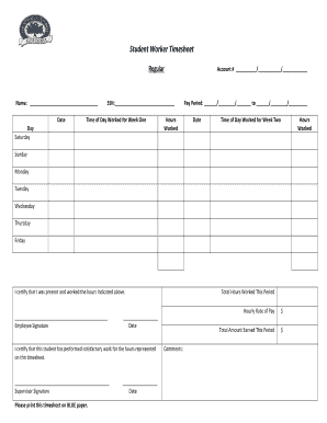 Student Worker Timesheet