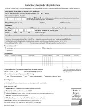 Granite State College Graduate Registration Form