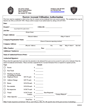 Escrow Account Utilization Authorization
