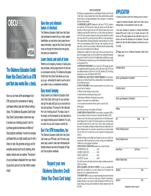 Oklahoma Educators Credit Union Visa Check Card Application