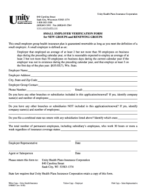 Small Employer Verification Form