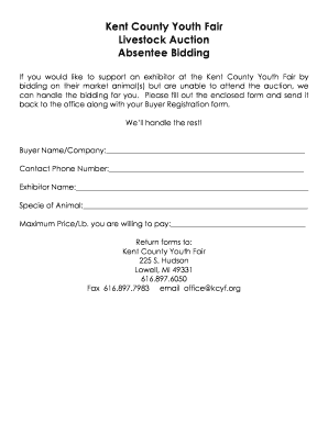 Kent County Youth Fair Livestock Auction Absentee Bidding - kcyf