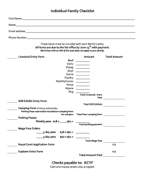 Fair Entry Checklist Form