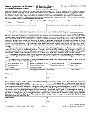 Master Agreement for Servicer’s Escrow Custodial Account